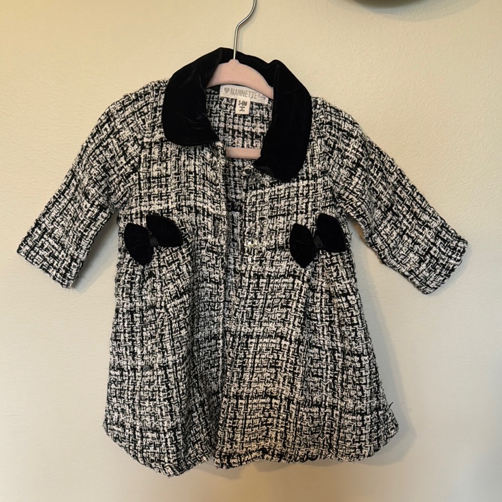 Brand New Nannette Baby Black and White Pea Coat
